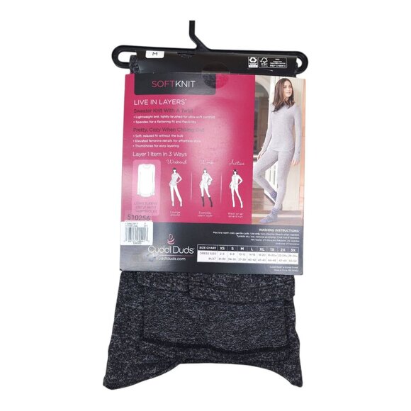 Cuddl Duds Womens Long Sleeve Crew SoftKnit Top Medium Charcoal Ultra Soft Knit - Picture 6 of 9